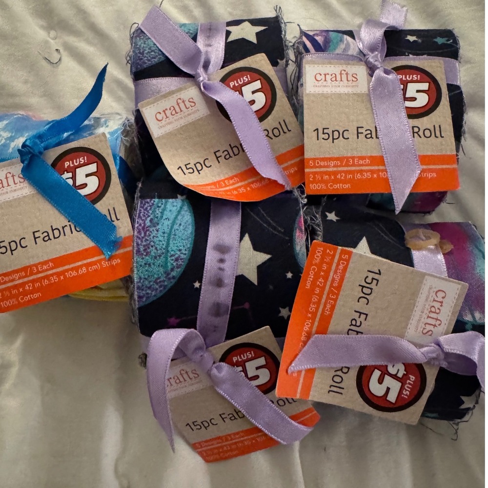 Crafts 15pc Fabric Roll 2.5 x 42 Cotton Jelly Roll Quilting Strips Lot of 5 NEW